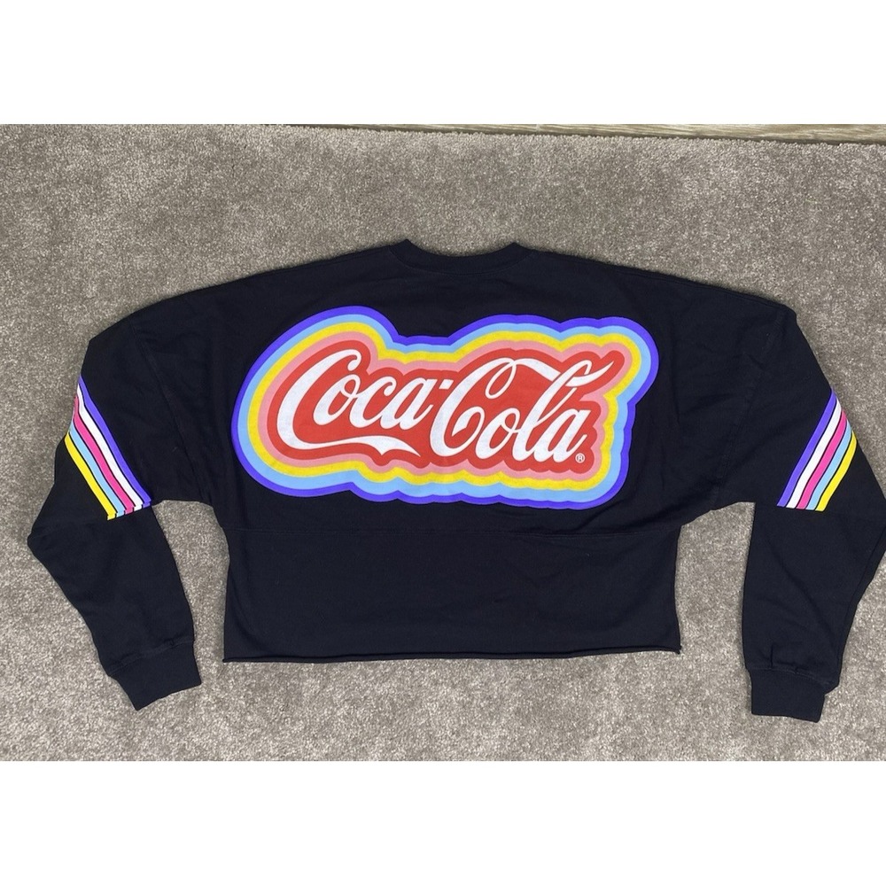 Coca Cola Long Sleeve Crop Womens Tee Black Size XS NWOT